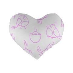 Birds Seamless Pattern Purple Standard 16  Premium Heart Shape Cushions by ConteMonfrey