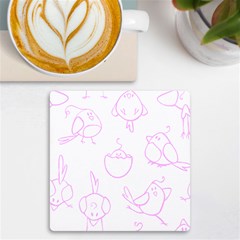 Birds Seamless Pattern Purple Uv Print Square Tile Coaster  by ConteMonfrey