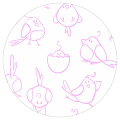 Birds Seamless Pattern Purple Round Trivet by ConteMonfrey