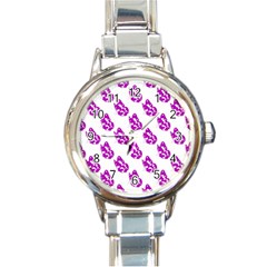 Purple Butterflies On Their Own Way  Round Italian Charm Watch by ConteMonfrey