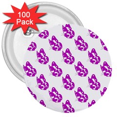 Purple Butterflies On Their Own Way  3  Buttons (100 Pack)  by ConteMonfrey