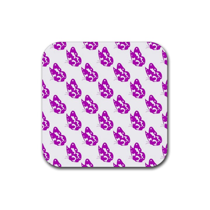 Purple Butterflies On Their Own Way  Rubber Coaster (Square)