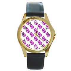 Purple Butterflies On Their Own Way  Round Gold Metal Watch by ConteMonfrey