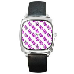 Purple Butterflies On Their Own Way  Square Metal Watch by ConteMonfrey