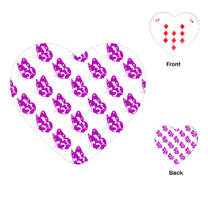 Purple Butterflies On Their Own Way  Playing Cards Single Design (Heart)