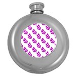 Purple Butterflies On Their Own Way  Round Hip Flask (5 oz) Front