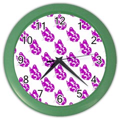 Purple Butterflies On Their Own Way  Color Wall Clock by ConteMonfrey