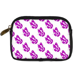 Purple Butterflies On Their Own Way  Digital Camera Leather Case by ConteMonfrey