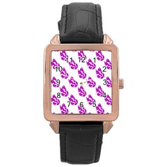 Purple Butterflies On Their Own Way  Rose Gold Leather Watch  by ConteMonfrey