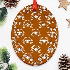 Brown Golden Bees Ornament (oval Filigree)