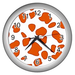 Orange Cow Dots Wall Clock (silver) by ConteMonfrey