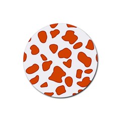 Orange Cow Dots Rubber Round Coaster (4 Pack) by ConteMonfrey