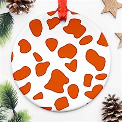 Orange Cow Dots Round Ornament (two Sides)