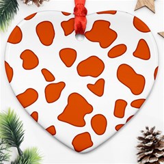 Orange Cow Dots Heart Ornament (two Sides) by ConteMonfrey