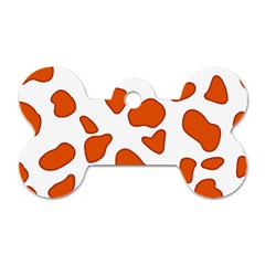 Orange Cow Dots Dog Tag Bone (one Side) by ConteMonfrey