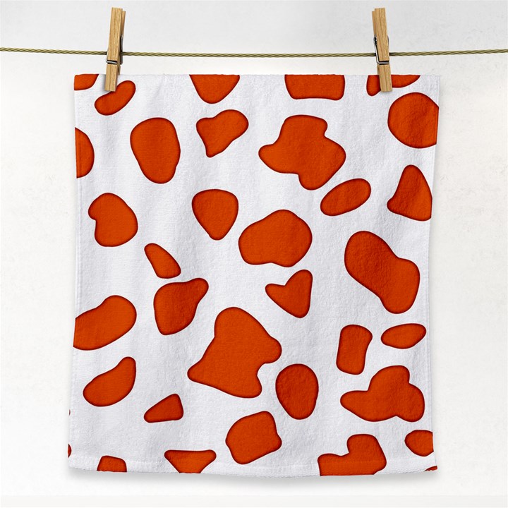 Orange Cow Dots Face Towel