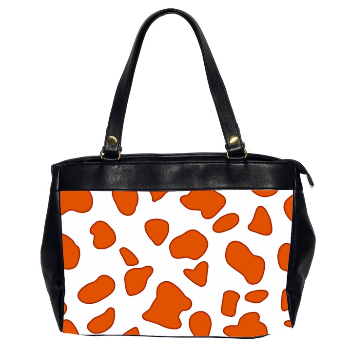 Orange Cow Dots Oversize Office Handbag (2 Sides)