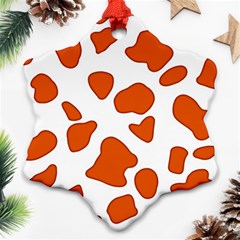 Orange Cow Dots Snowflake Ornament (two Sides)