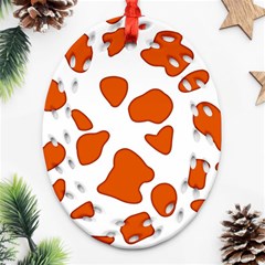 Orange Cow Dots Oval Filigree Ornament (two Sides) by ConteMonfrey