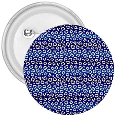 Animal Print - Blue - Leopard Jaguar Dots Small  3  Buttons