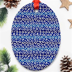 Animal Print - Blue - Leopard Jaguar Dots Small  Ornament (oval) by ConteMonfrey