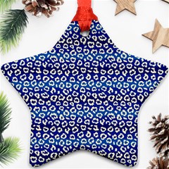 Animal Print - Blue - Leopard Jaguar Dots Small  Ornament (star) by ConteMonfrey