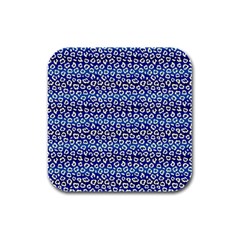 Animal Print - Blue - Leopard Jaguar Dots Small  Rubber Square Coaster (4 Pack) by ConteMonfrey