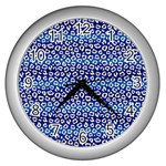 Animal Print - Blue - Leopard Jaguar Dots Small  Wall Clock (Silver) Front