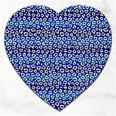 Animal Print - Blue - Leopard Jaguar Dots Small  Jigsaw Puzzle (Heart)