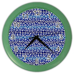 Animal Print - Blue - Leopard Jaguar Dots Small  Color Wall Clock by ConteMonfrey