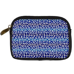 Animal Print - Blue - Leopard Jaguar Dots Small  Digital Camera Leather Case