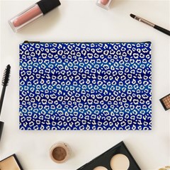 Animal Print - Blue - Leopard Jaguar Dots Small  Cosmetic Bag (large) by ConteMonfrey