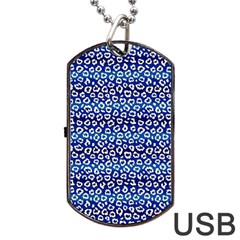 Animal Print - Blue - Leopard Jaguar Dots Small  Dog Tag USB Flash (Two Sides)