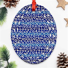 Animal Print - Blue - Leopard Jaguar Dots Small  Ornament (oval Filigree)