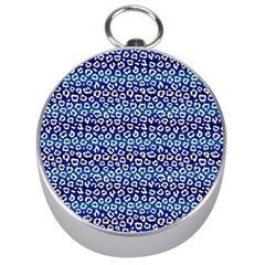 Animal Print - Blue - Leopard Jaguar Dots Small  Silver Compasses by ConteMonfrey