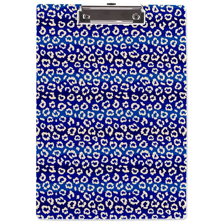 Animal Print - Blue - Leopard Jaguar Dots Small  A4 Acrylic Clipboard