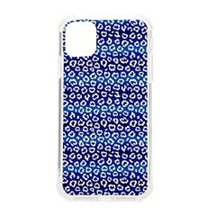 Animal Print - Blue - Leopard Jaguar Dots Small  Iphone 11 Tpu Uv Print Case by ConteMonfrey