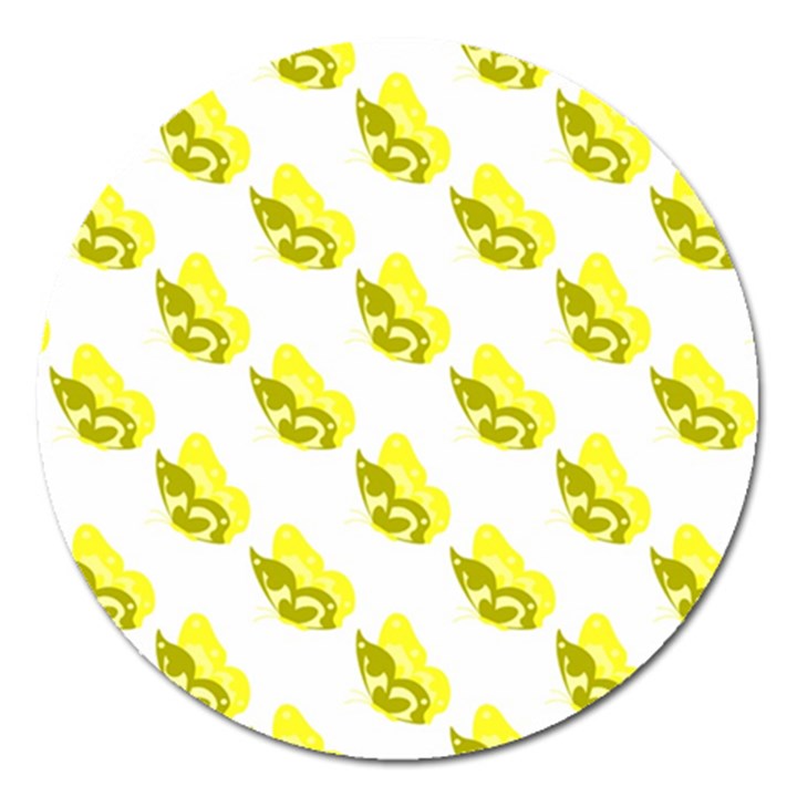 Yellow Butterflies On Their Own Way Magnet 5  (Round)