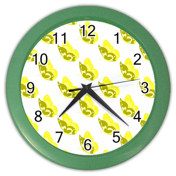 Yellow Butterflies On Their Own Way Color Wall Clock