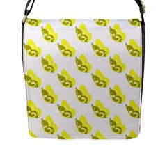 Yellow Butterflies On Their Own Way Flap Closure Messenger Bag (l) by ConteMonfrey