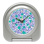 Green Flowers On The Wall Travel Alarm Clock Front