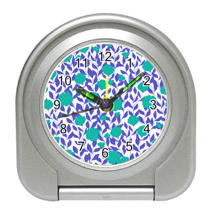 Green Flowers On The Wall Travel Alarm Clock