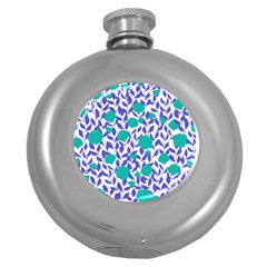 Green Flowers On The Wall Round Hip Flask (5 Oz) by ConteMonfrey