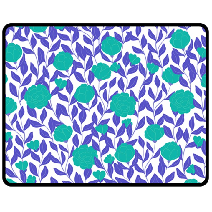 Green Flowers On The Wall Fleece Blanket (Medium)