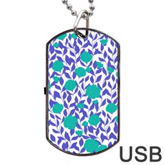 Green Flowers On The Wall Dog Tag Usb Flash (one Side) by ConteMonfrey