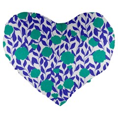 Green Flowers On The Wall Large 19  Premium Heart Shape Cushions by ConteMonfrey