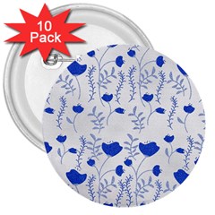 Blue Classy Tulips 3  Buttons (10 Pack)  by ConteMonfrey