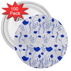 Blue Classy Tulips 3  Buttons (100 Pack)  by ConteMonfrey