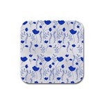 Blue Classy Tulips Rubber Square Coaster (4 pack) Front