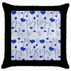 Blue Classy Tulips Throw Pillow Case (black) by ConteMonfrey